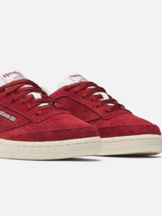 Reebok Classics Club C 85 Trainers Sneakers Hairy Suede Low-Top Sneakers Red 9 - Picture 5 of 15